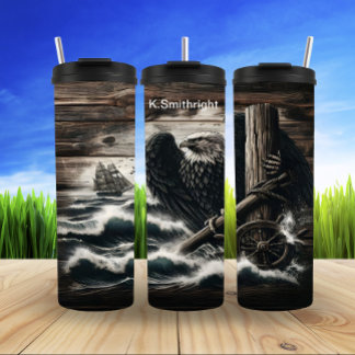 Eagle Grips Helm in Stormy Seas Thermal Tumbler