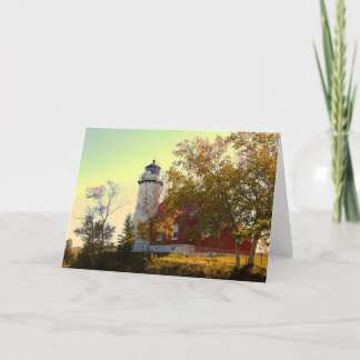 Eagle Harbour Lighthouse Autumn Greeting Card
