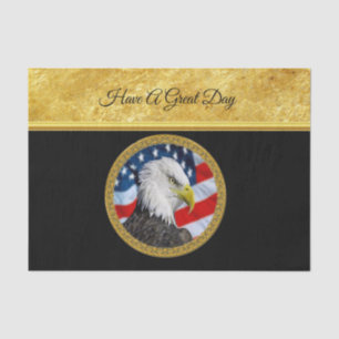 Eagle head  and a American flag gold foil design Tissue Paper