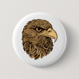 Eagle head animal 6 cm round badge