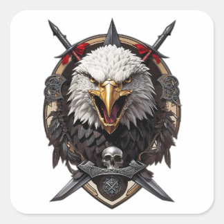 Eagle head banner logo square sticker