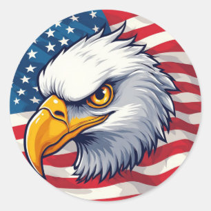 Eagle Head Graphic Tee – USA Pride Apparel Classic Round Sticker
