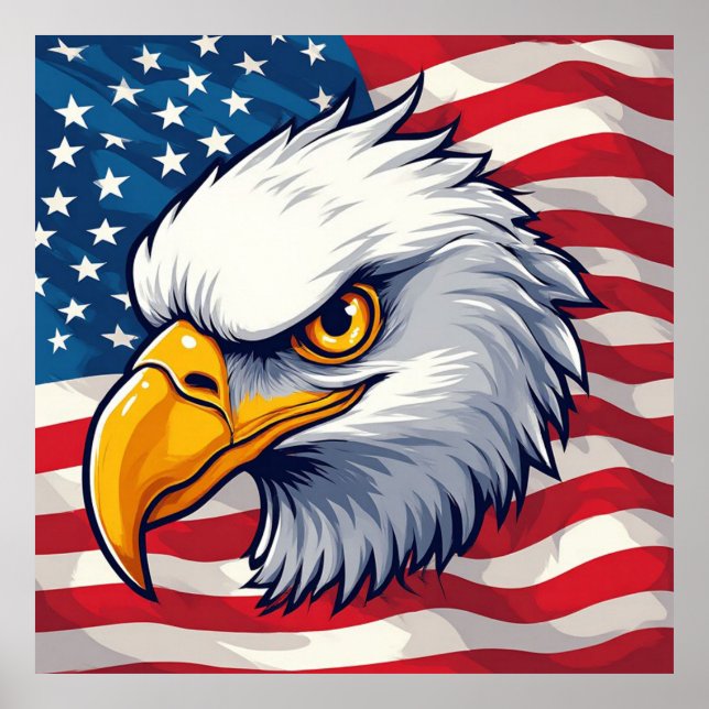 Eagle Head Graphic Tee – USA Pride Apparel Poster (Front)