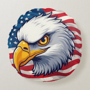 Eagle Head Graphic Tee – USA Pride Apparel Round Cushion