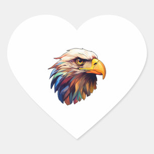 Eagle head heart sticker