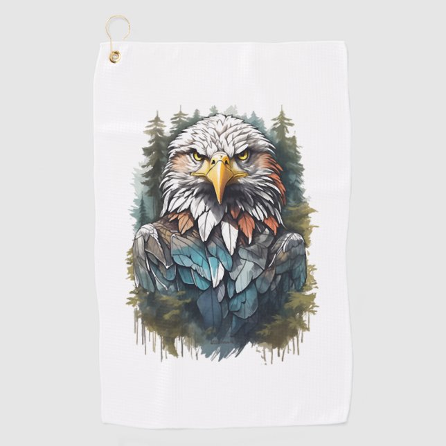 Eagle Head in Forest Golf Towel (Front)