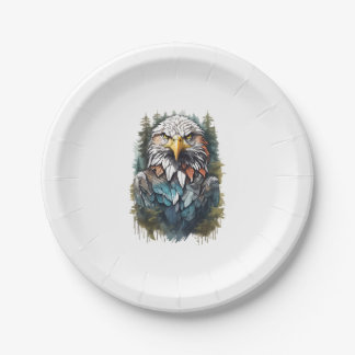 Eagle Head in Forest Paper Plate