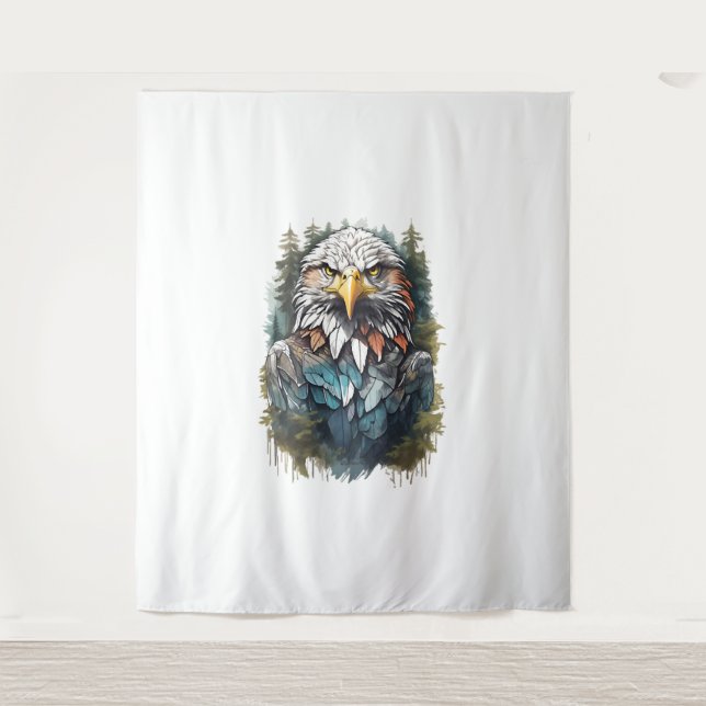 Eagle Head in Forest Tapestry (Front)