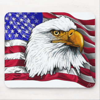 Eagle Head with Flag Mouse Mat