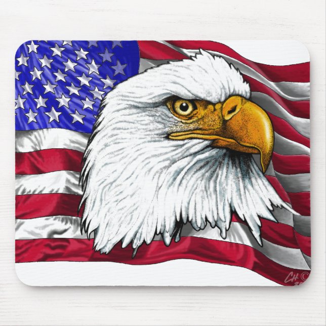 Eagle Head with Flag Mouse Mat (Front)