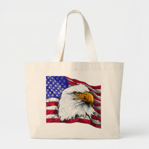 Eagle Head with Flag tote bag