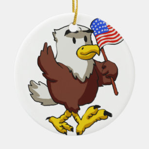 Eagle holding flag at 4th July   choose back colou Ceramic Tree Decoration