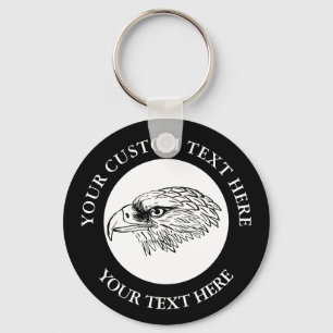 Eagle Icon Logo Custom Text  Key Ring