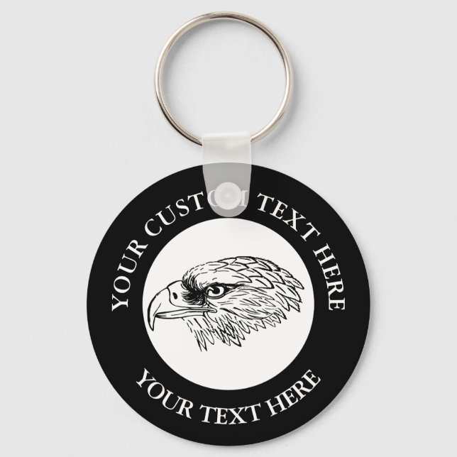 Eagle Icon Logo Custom Text  Key Ring (Front)