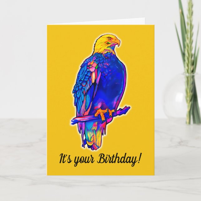 Eagle in Colours Happy Birthday Card (Front)