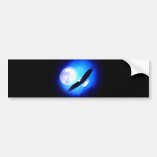 Eagle in Flight & Full Moon Bumper Sticker