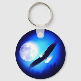 Eagle in Flight & Full Moon Key Ring