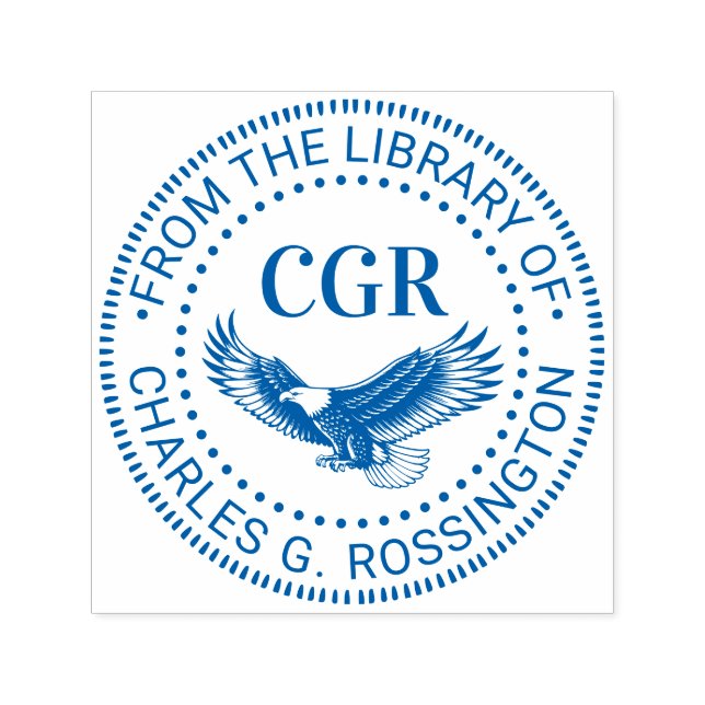 Eagle in Flight Wings Extended Library Book Name Self-inking Stamp (Design)