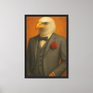 Eagle in Grey Suit Art Canvas Print