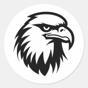 Eagle in Minimalist Black & White Classic Round Sticker