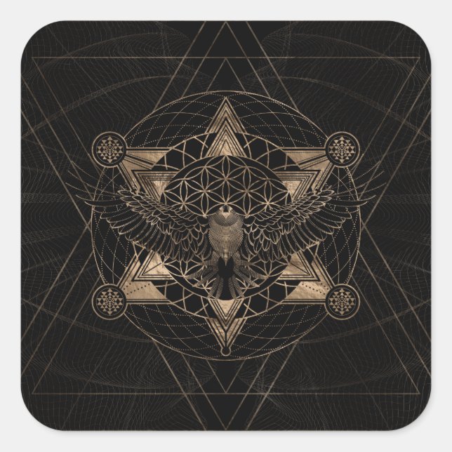 Eagle in Sacred Geometry Composition Square Sticker (Front)
