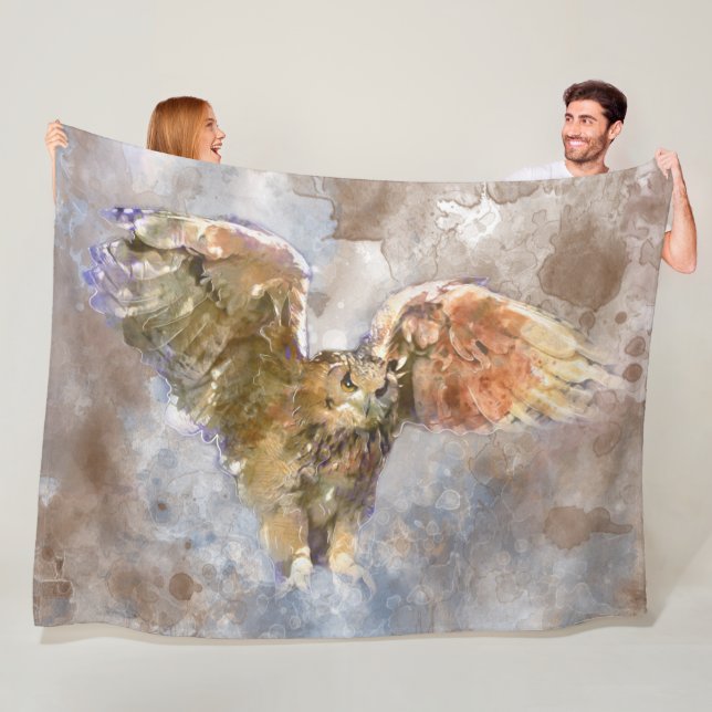 Eagle in watercolor fleece blanket (In Situ)