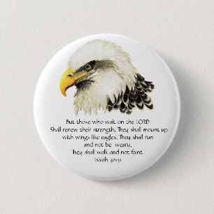 Eagle - Inspirational - Scripture - They that wait 6 Cm Round Badge