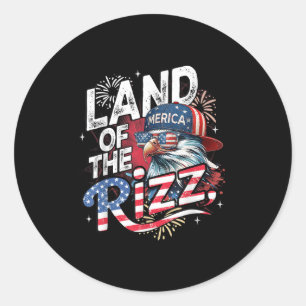 Eagle Land Of The Rizz Funny Patriotic 4th Of July Classic Round Sticker