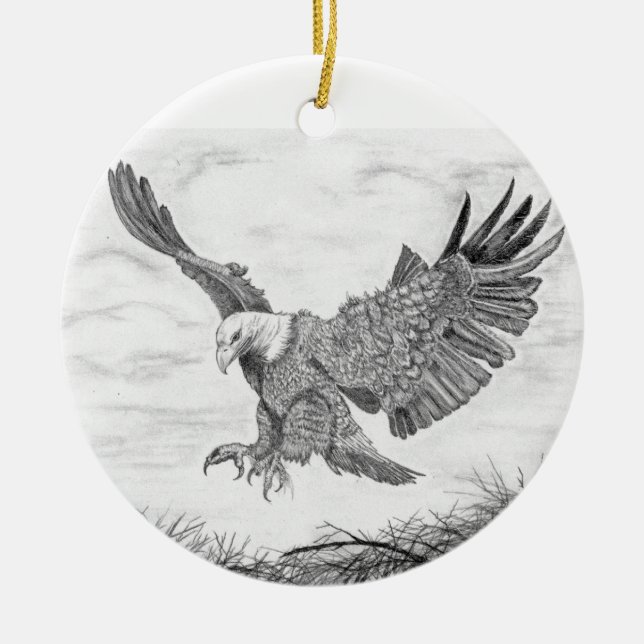 Eagle Landing Ceramic Tree Decoration (Front)