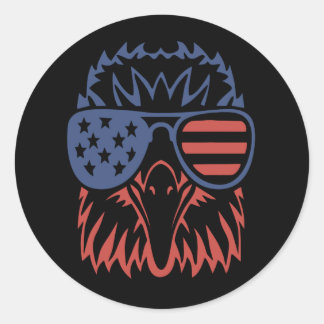 Eagle Lover Gift| Eagle American Flag Independence Classic Round Sticker