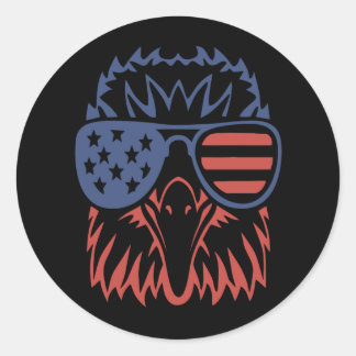 Eagle Lover Gift| Eagle American Flag Independence Classic Round Sticker