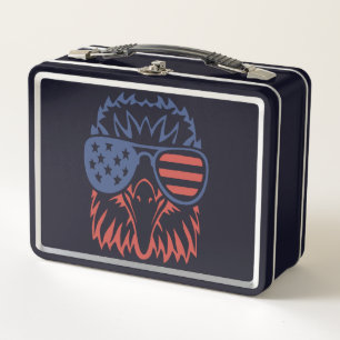 Eagle Lover Gift  Eagle American Flag Independence Metal Lunch Box