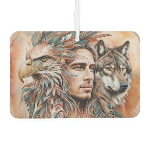 Eagle - Man - Wolf - watercolor art 1 - Fan Fun Car Air Freshener