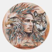 Eagle - Man - Wolf - watercolor art 1 - Fan Fun
