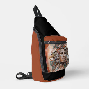 Eagle - Man - Wolf - watercolor art 1 - Fan Fun Sling Bag