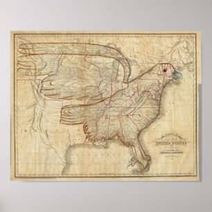 Eagle Map of the United States Poster