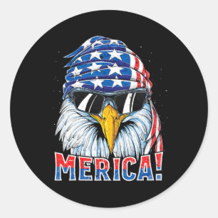 Eagle Merica T Shirt 4th Of July Merica Men Boys A Classic Round Sticker