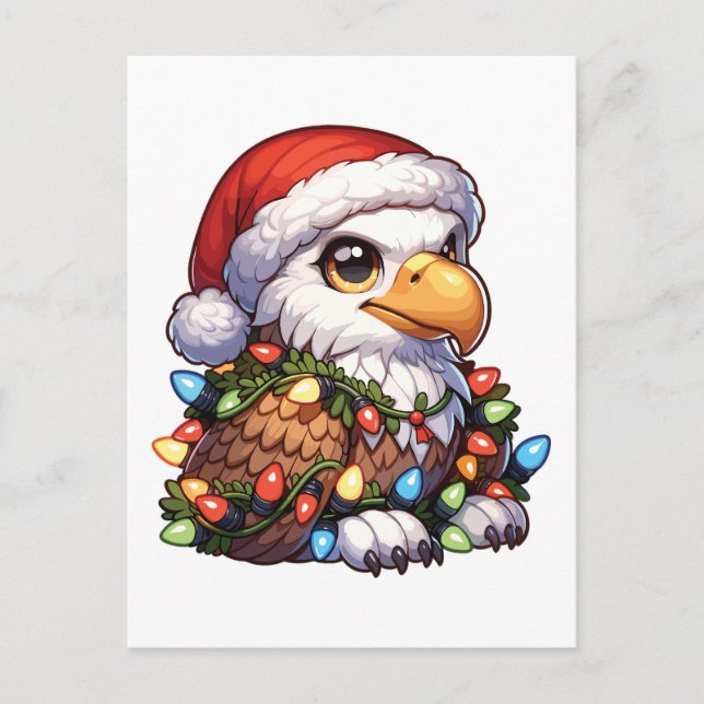 eagle Merry Christmas Winter Animals Cute eagles Holiday Postcard (Front)