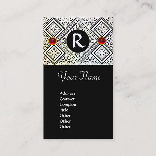EAGLE  MONOGRAM , bright RED RUBY Business Card (Front)
