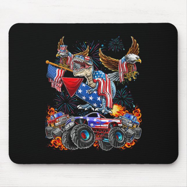 Eagle Monster Truck Dinosaur July 4th America Patr Mouse Mat (Front)