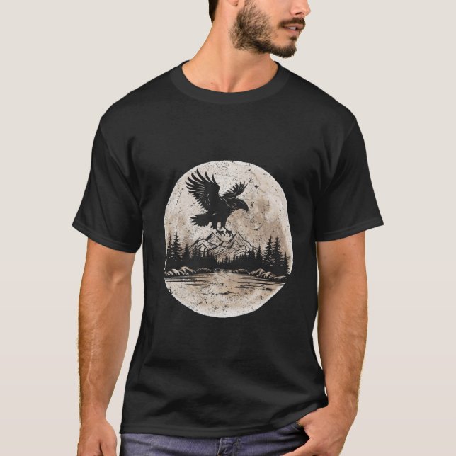 Eagle Moon Forest Mountain Nature Lover Outdoor Hi T-Shirt (Front)
