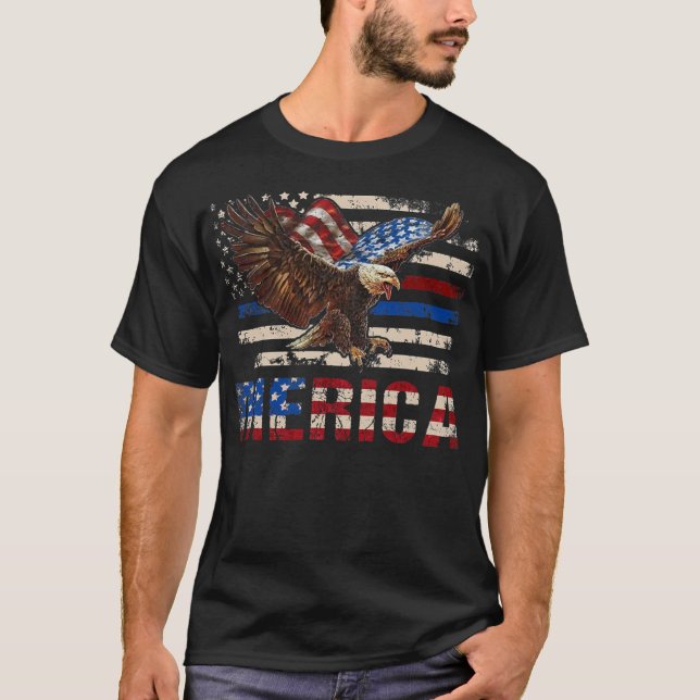 Eagle Mullet 4th Of July Patriotic USA American T-Shirt (Front)