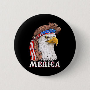 Eagle Mullet 4th Of July Usa American Flag Merica 6 Cm Round Badge