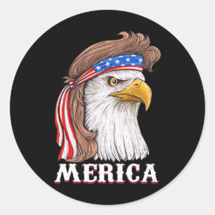 Eagle Mullet 4th Of July USA American Flag Merica  Classic Round Sticker