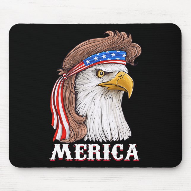 Eagle Mullet 4th Of July USA American Flag Merica  Mouse Mat (Front)