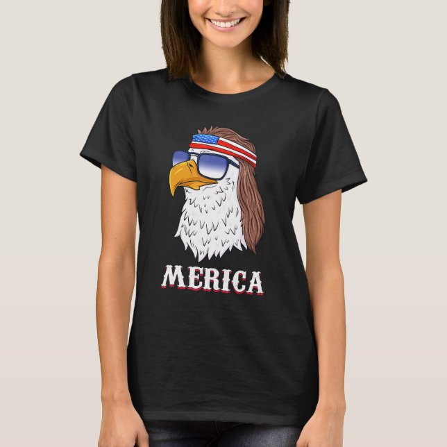 Eagle Mullet 4th Of July Usa American Flag Merica T-Shirt (Front)