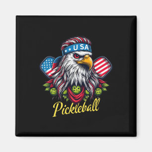 Eagle Mullet Pickleball Lovers 4th Of July Usa Ame Magnet