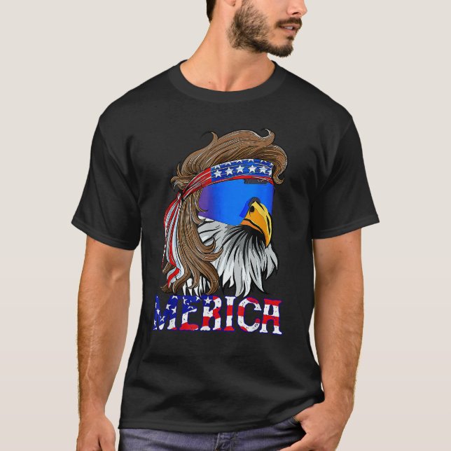 Eagle Mullet Sunglasses Merica 4th Of July USA Ame T-Shirt (Front)
