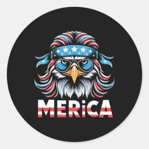 Eagle Mullet Sungles Merica Usa American Flag 4th Classic Round Sticker