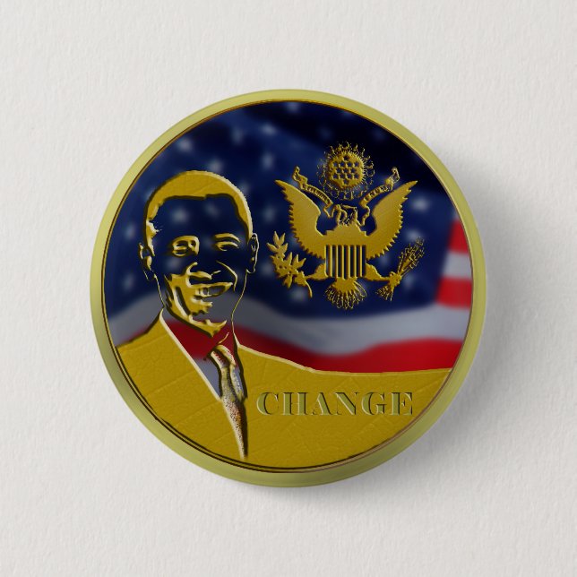 Eagle, Obama, Change - Customised 6 Cm Round Badge (Front)